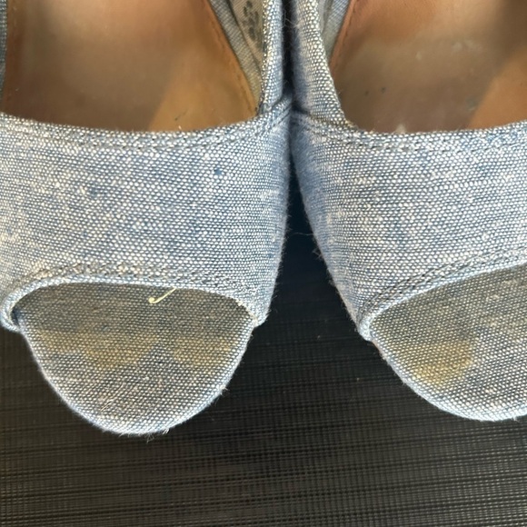 TOMS Blue Peep Toe 3” Wedges Wedding Spring Formal Business Summer Size 7.5 - Picture 4 of 5